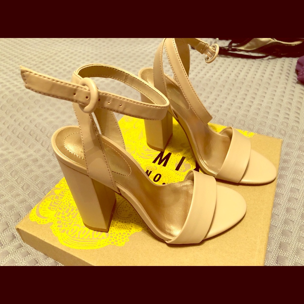 Nude strappy heels